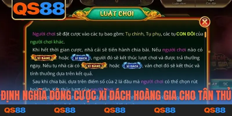 Định nghĩa dòng cược Xì Dách Hoàng Gia cho tân thủ
