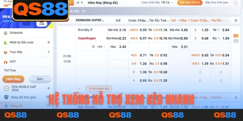 Hệ thống hỗ trợ xem kèo nhanh